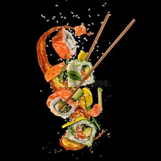 foto ilustrativa.
8 uni. uramaki patê de salmão com cebolinha
8 uni. uramaki skim Filadélfia
10 unidades de hot Filadélfia
10 uni. hossomaki salmão
10 uni. hossomaki pepino