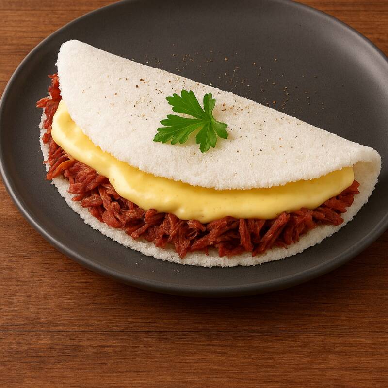 Charque Desfiada com Queijo.