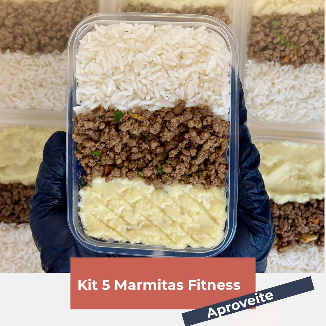 Kit com 5 marmitas fit congeladas variadas (300g cada) pra deixar sua rotina mais leve: comida de verdade, saborosa e equilibrada, perfeita pra quem quer praticidade e energia no Dia a Dia. Aqueça de 5 a 10 minutos no micro-ondas (dependendo da potência) e pronto.