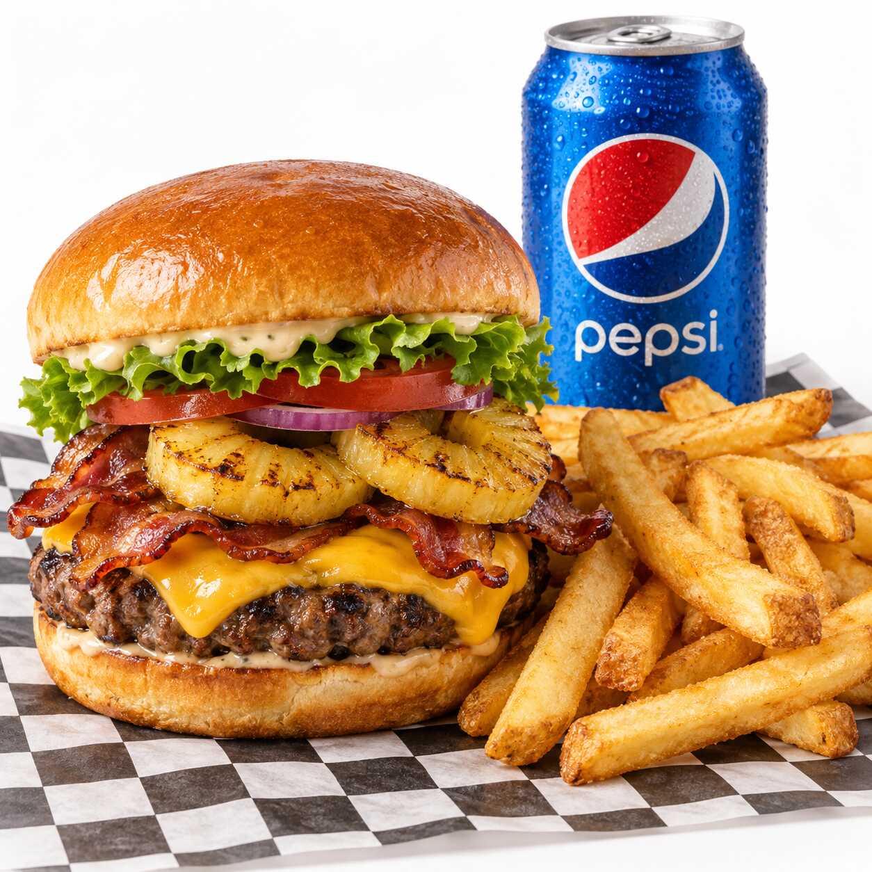 Combo Hawaiano WingsHo 🍔🍍🥓🍟🥤
