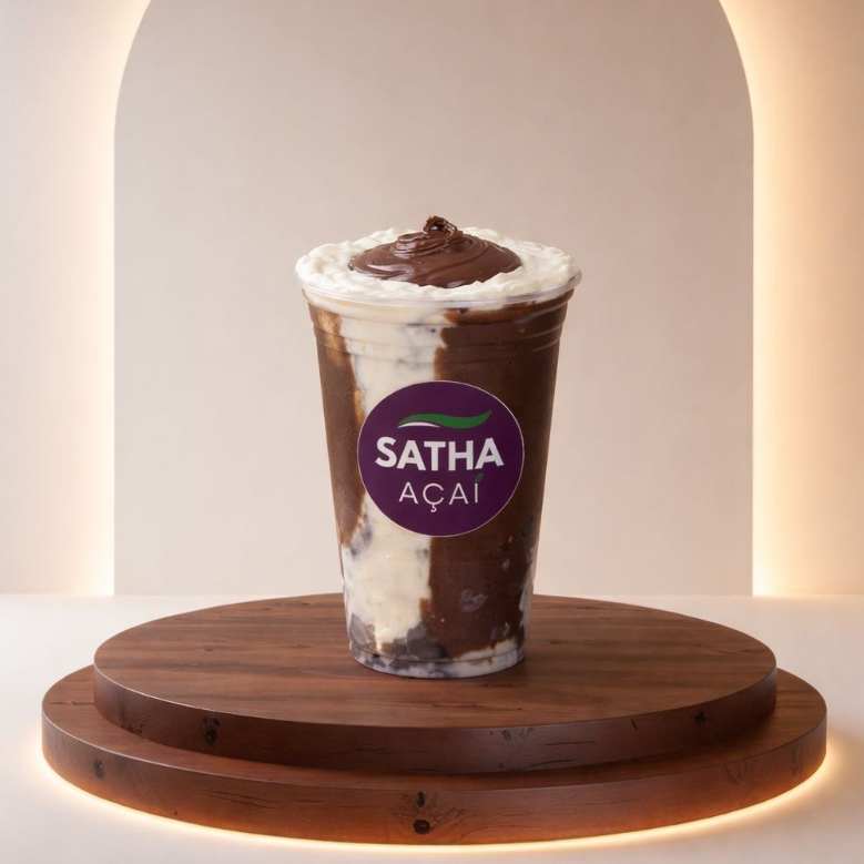 Açaí Premium com creme de Ninho, creme de avelã e Nutella