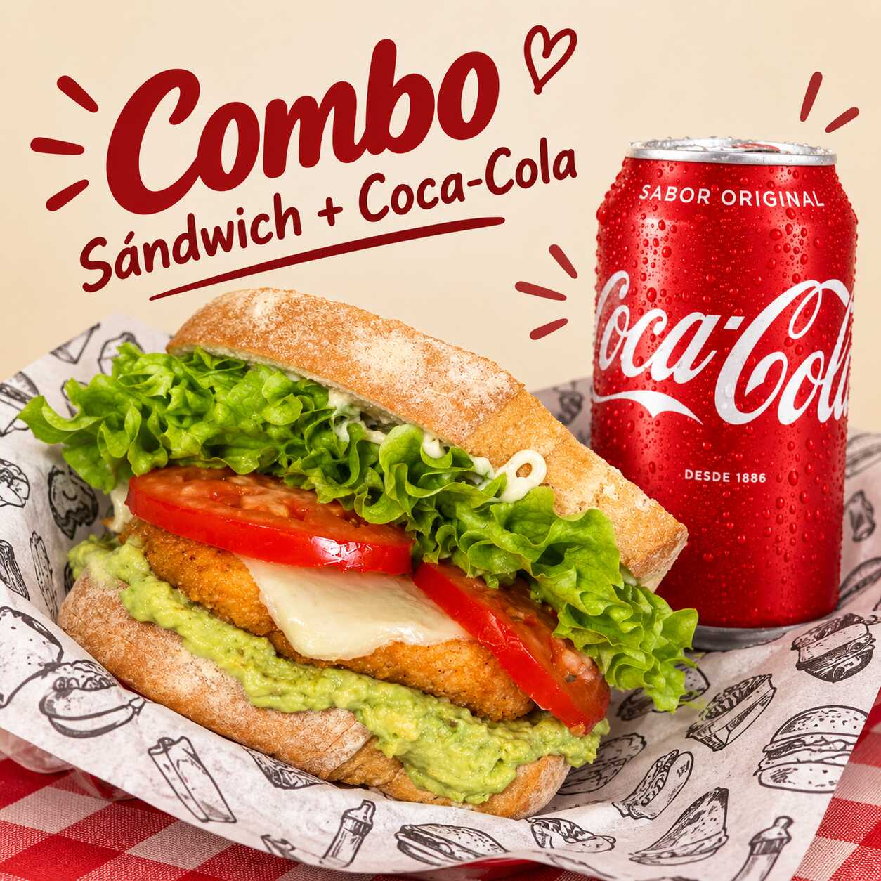 Sandwich Spicy y Cocacola