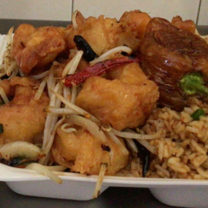 Camaron Enchilado Arroz con Pollo y Uno Chun Kun