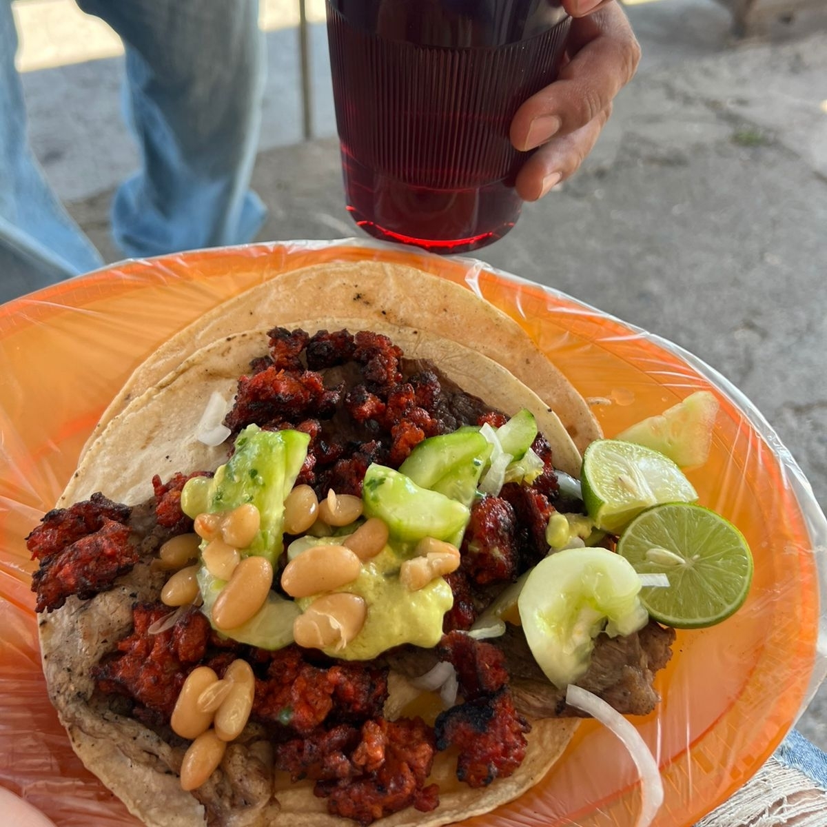Taco combinado + refresco o agua fresca