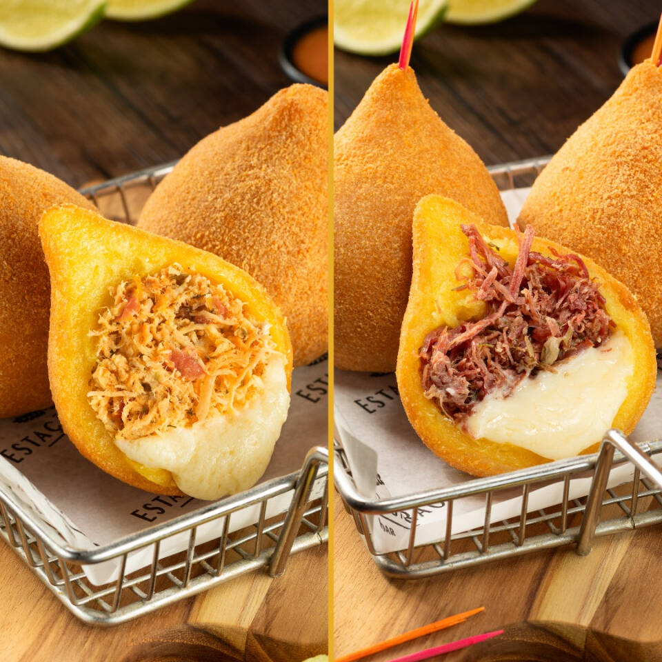 Combo - 2 coxinhas frango com catupiry + 2 coxinhas carne seca com catupiry