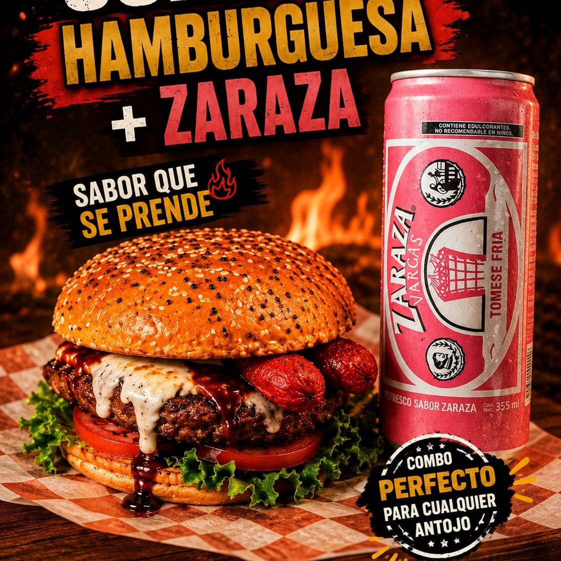 Hamburguesa de Arrachera + Zaraza 355ml