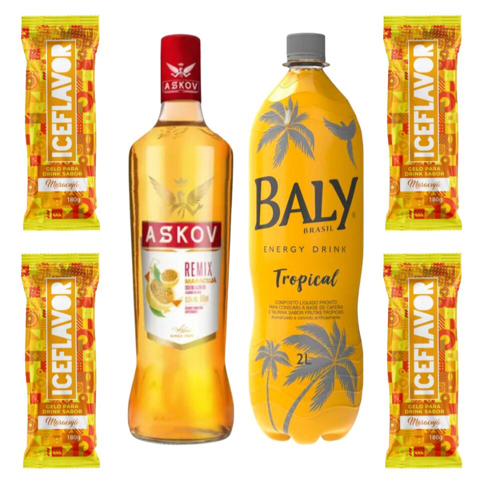 Combo Askov de Maracujá com Baly Tropical e 4 Gelo de Maracujá