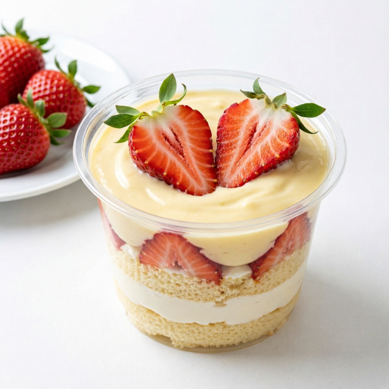 Delicioso Bolo de Ninho Cremoso com Morango, Massa de Bolo de Baunilha e deliciosos morangos.