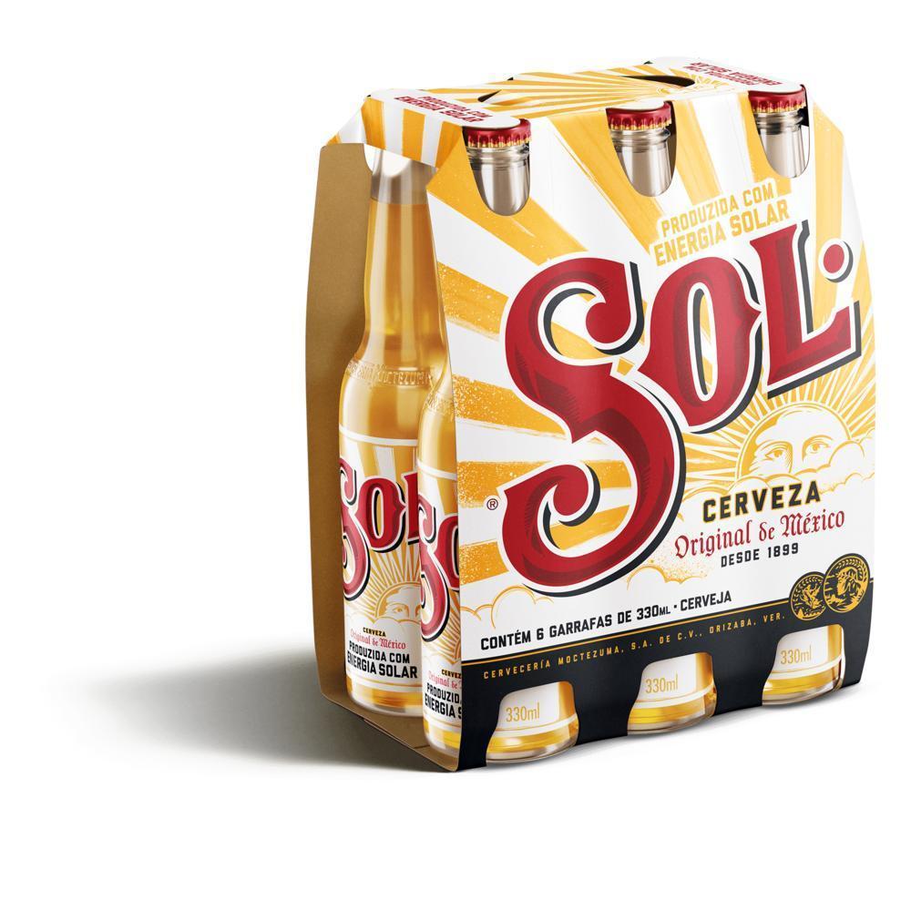 Sol Cerveja Premium Long Neck 330ml - Pack com 6 Unidades