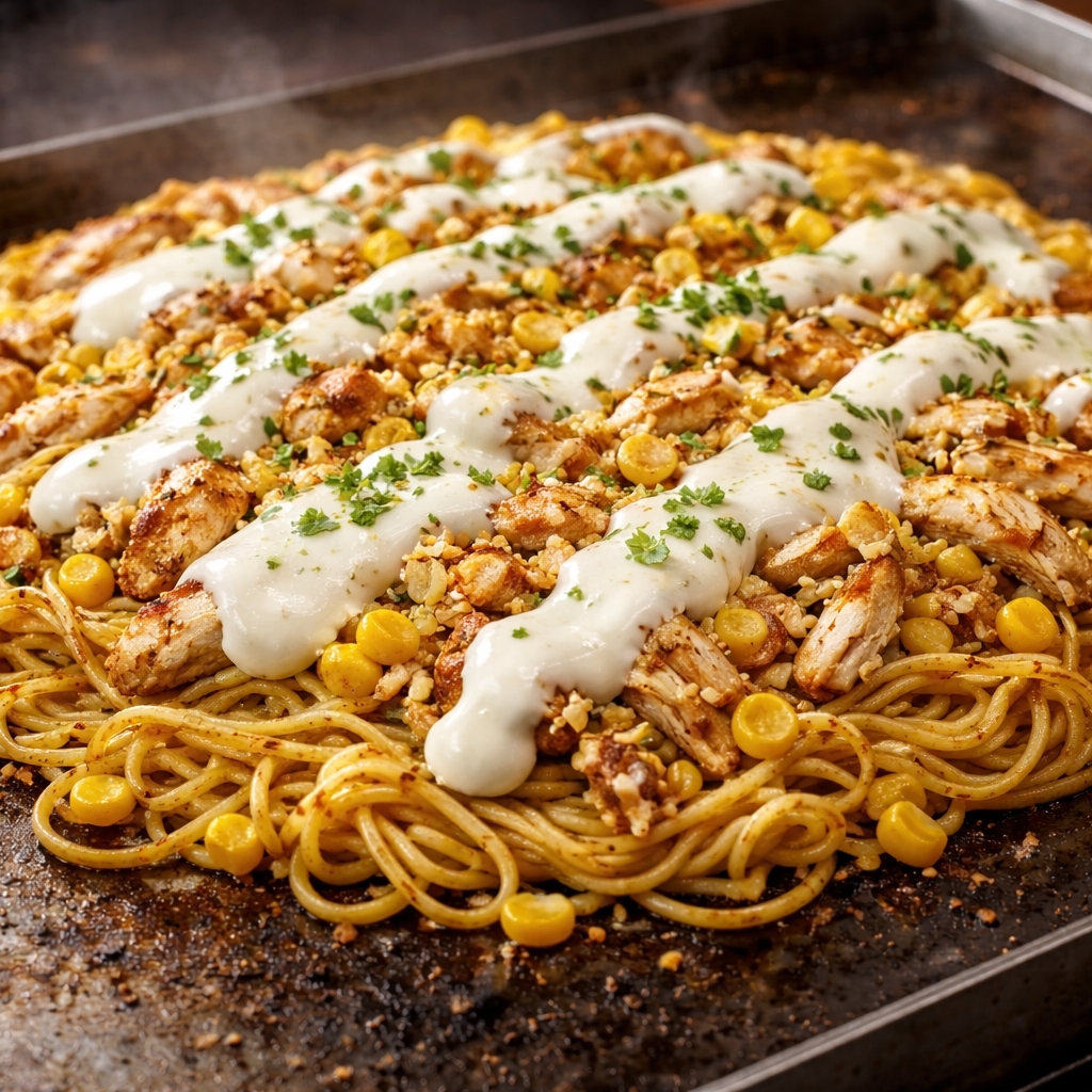 Macarrão cremoso com frango desfiado, milho verde e requeijão, bem temperado e cheio de sabor. Conforto em forma de refeição.