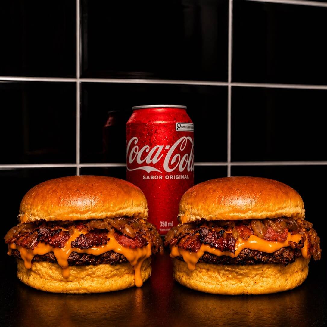 Desfrute de um momento encantador com nosso 'Combo Casal'. Criado especialmente para dividir com alguém especial, este combo inclui duas vezes nossa estrela, o Burger Vectar Cheddar Bacon. Recheado com cheddar saboroso e bacon crocante, é uma explosão de sabores inesquecíveis! Acompanha ainda uma refrescante Coca Cola em lata de 350ml para completar a experiência. E para finalizar, nossa maionese caseira, cremosa e irresistível. Uma combinação perfeita para os queridinhos da categoria '#Ff Burger'.