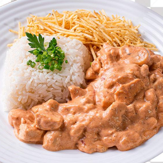 Arroz, Strogonoffe cremoso de frango em cubos