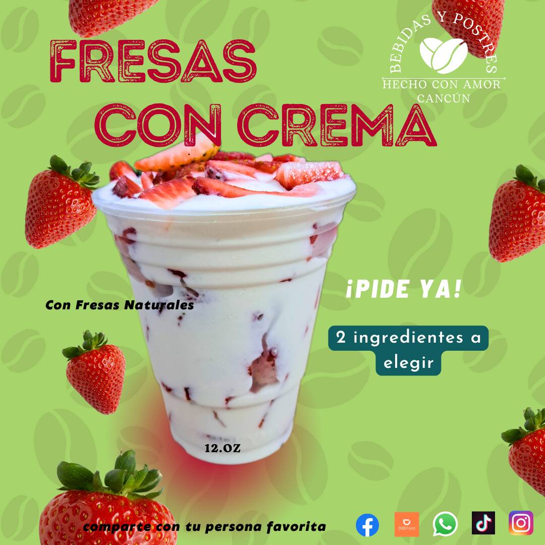 Fresas Con Crema Grande 16oz
