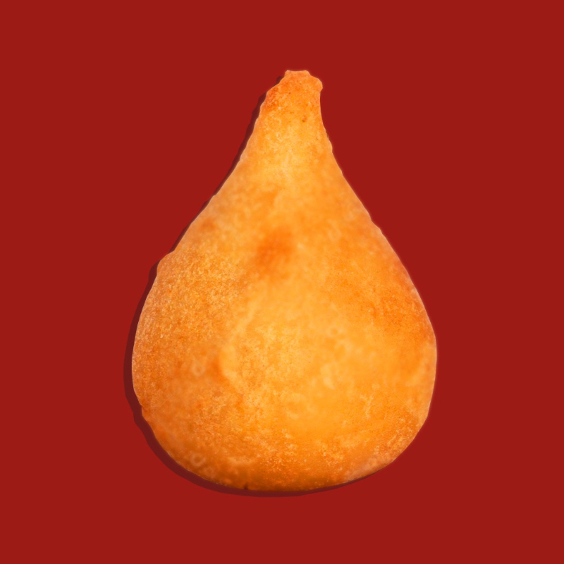 Coxinha de Frango com Catupiry. O Salgadão Raiz! Clássica, generosa e muito recheada! Nossa coxinha grande é feita com massa leve e saborosa, recheada com frango bem temperado e Requeijão.Frita na gordura vegetal especial e fresquinha, com casquinha crocante por fora e cremosa por dentro. Um salgado de respeito, do jeitinho que o Goiano gosta!