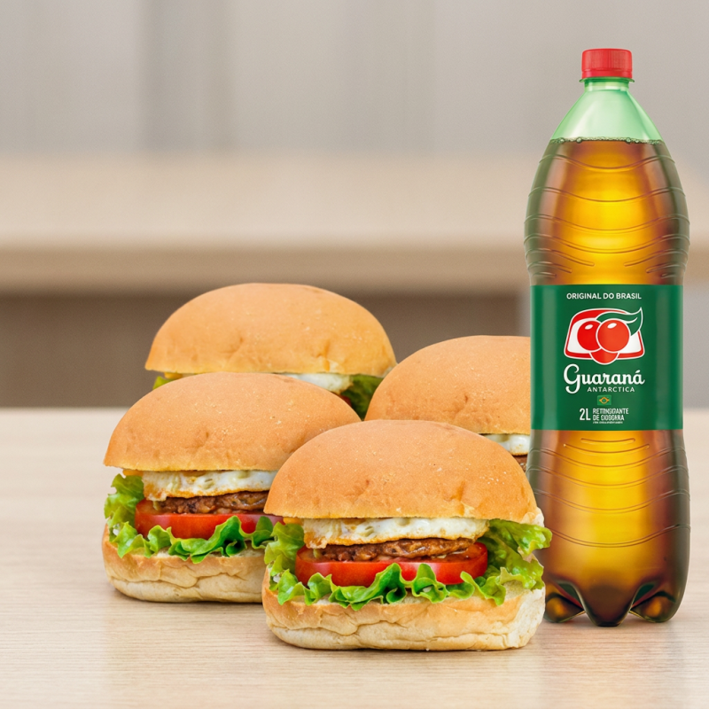 5 hambúrgueres simples 1 refrigerante 2 litros