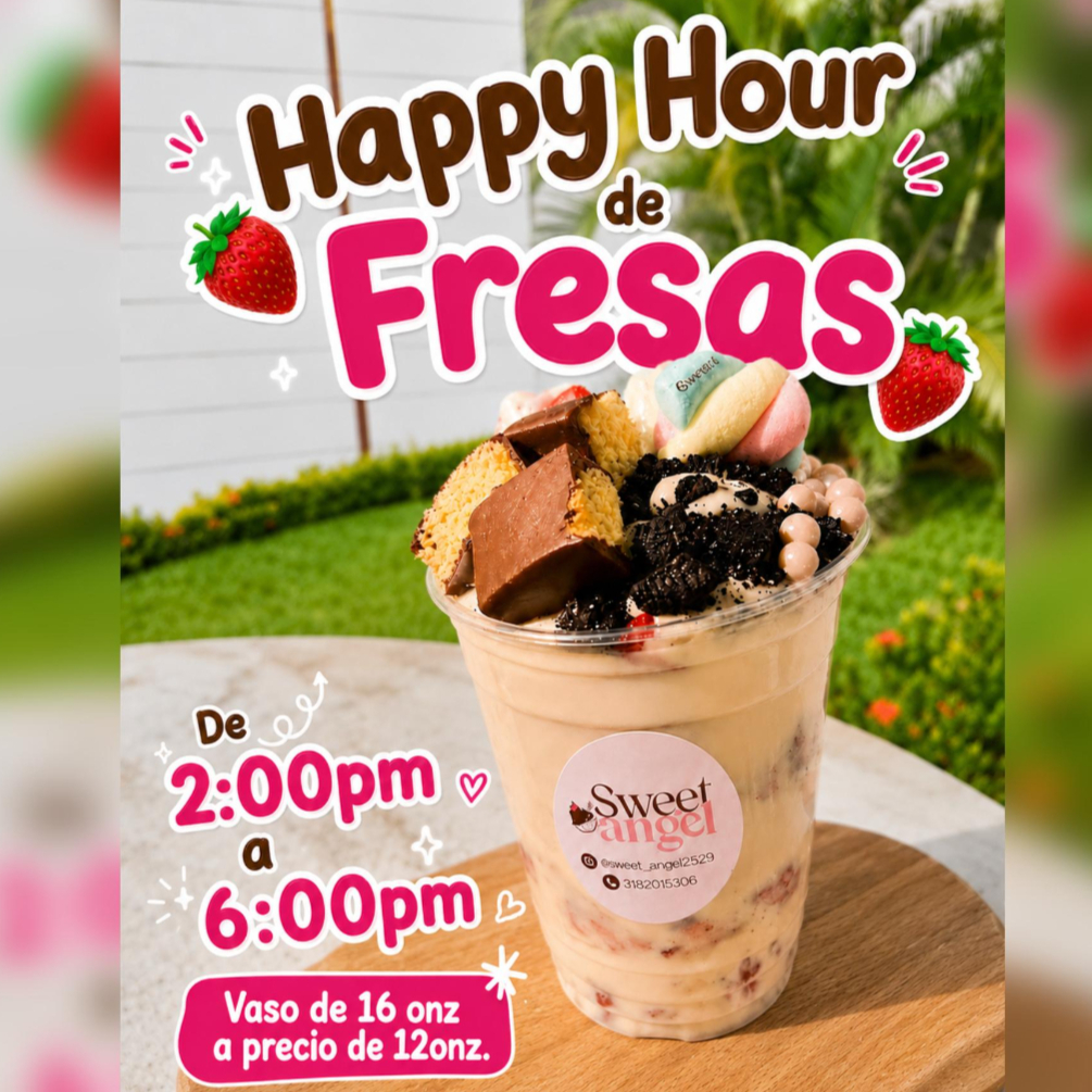 Promo 2 Fresas Con Crema 16onz a Precio de 12 Onz.