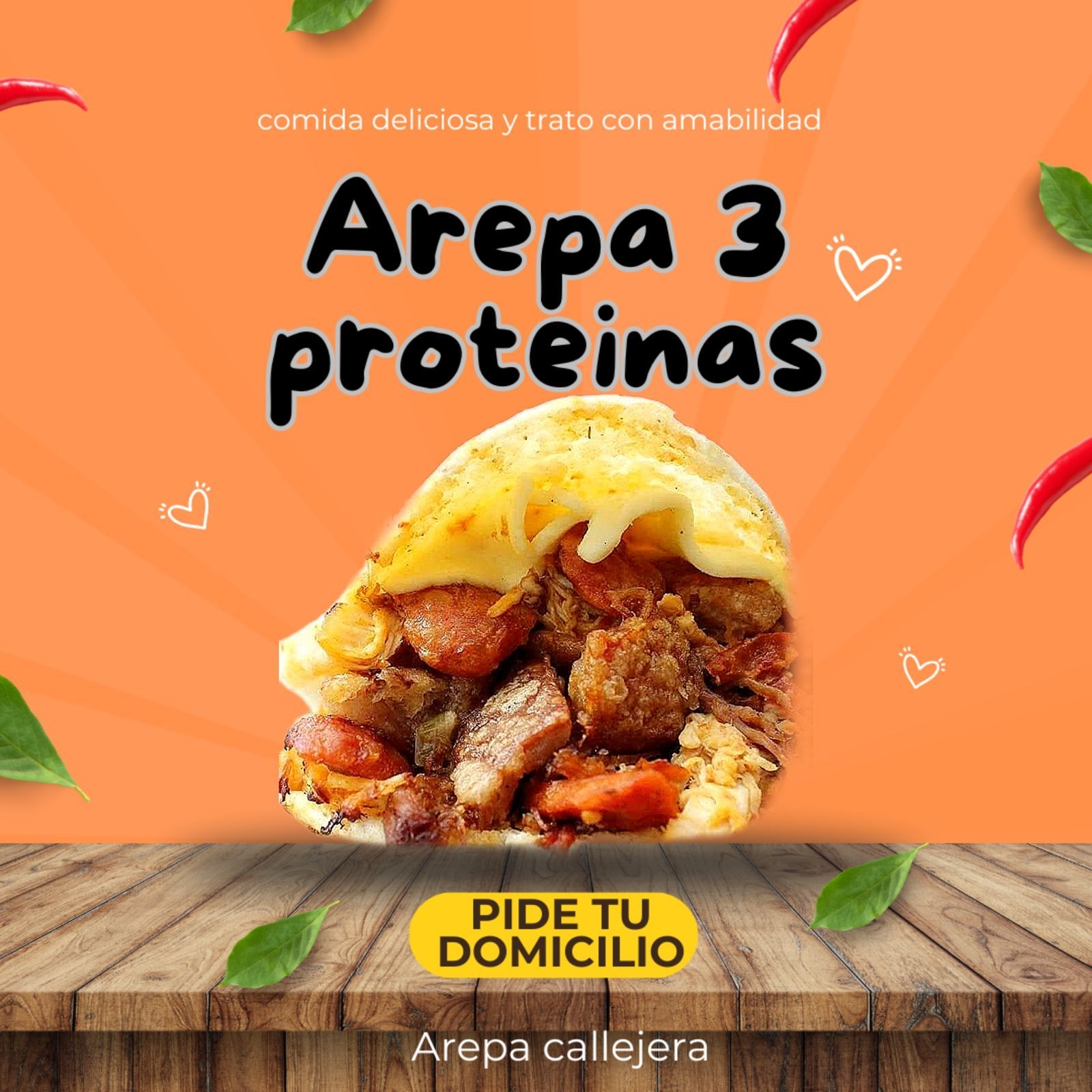 Arepa con 3 Proteínas