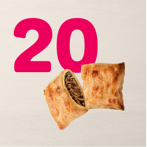 Qualquer Sabor: Para aqueles que realmente amam um bom folhado, escolha qualquer combinação de sabores e leve 20 unidades para saborear.