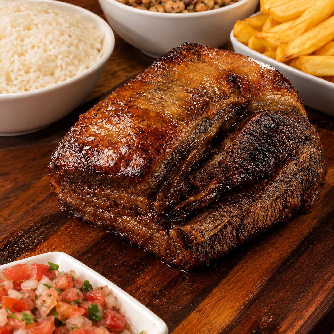 500g da nossa costela mais pedida (SEM OSSO)! Extremamente macia, suculenta e preparada lentamente no bafo por mais de 14h até desmanchar, com sabor intenso que conquista.
Acompanha arroz, feijão tropeiro, farofa especial, vinagrete e batata frita.
Ideal para 3 pessoas, bem servido e irresistível!
