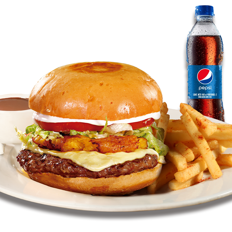Hamburguesa Plátano Maduro en Combo