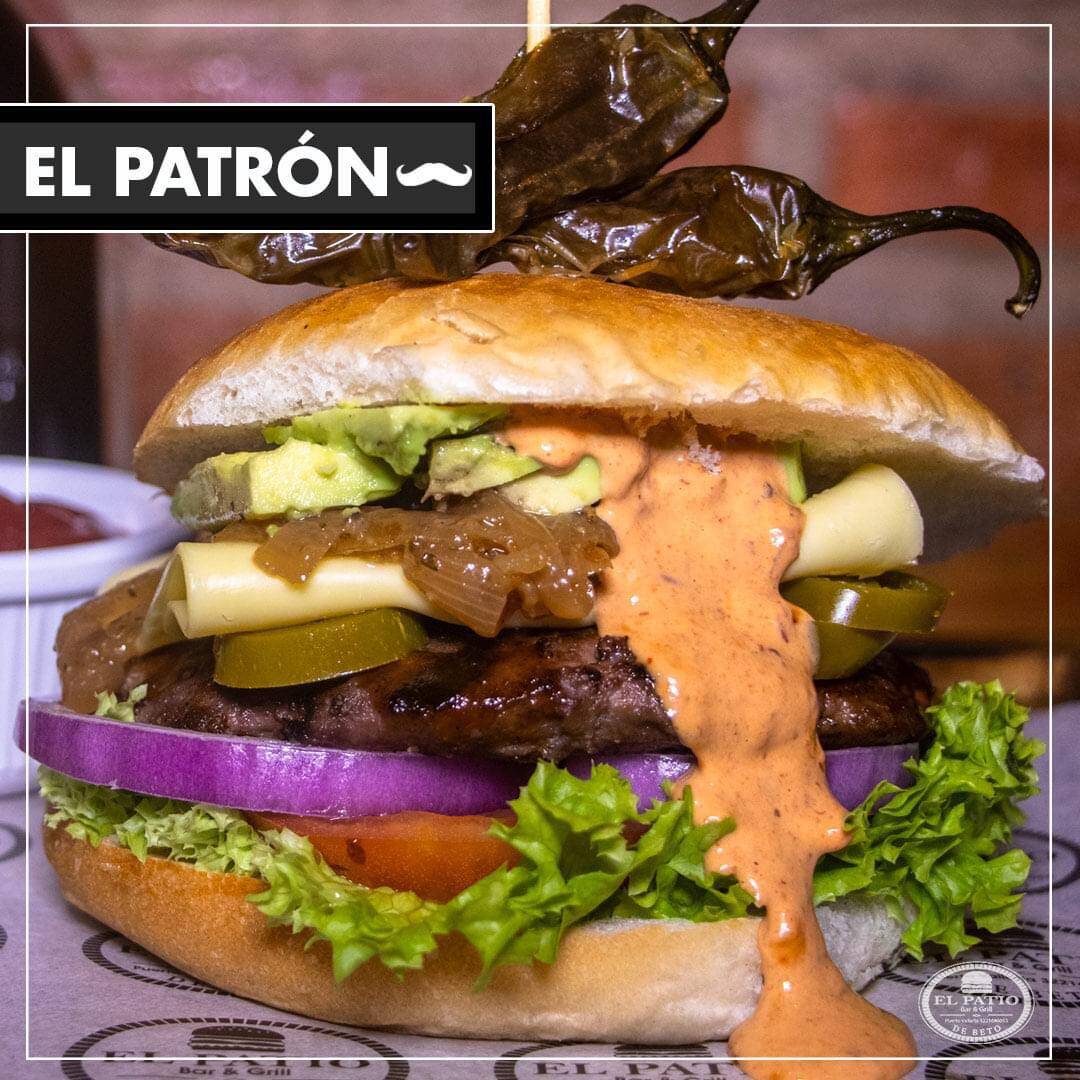 Hamburguesa El Patrón con Papas + Refresco Gratis
