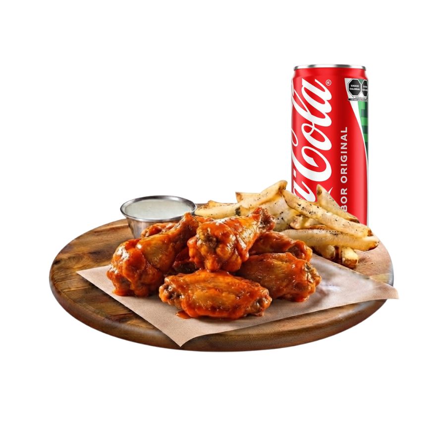 6 Wings +Papas +Refresco