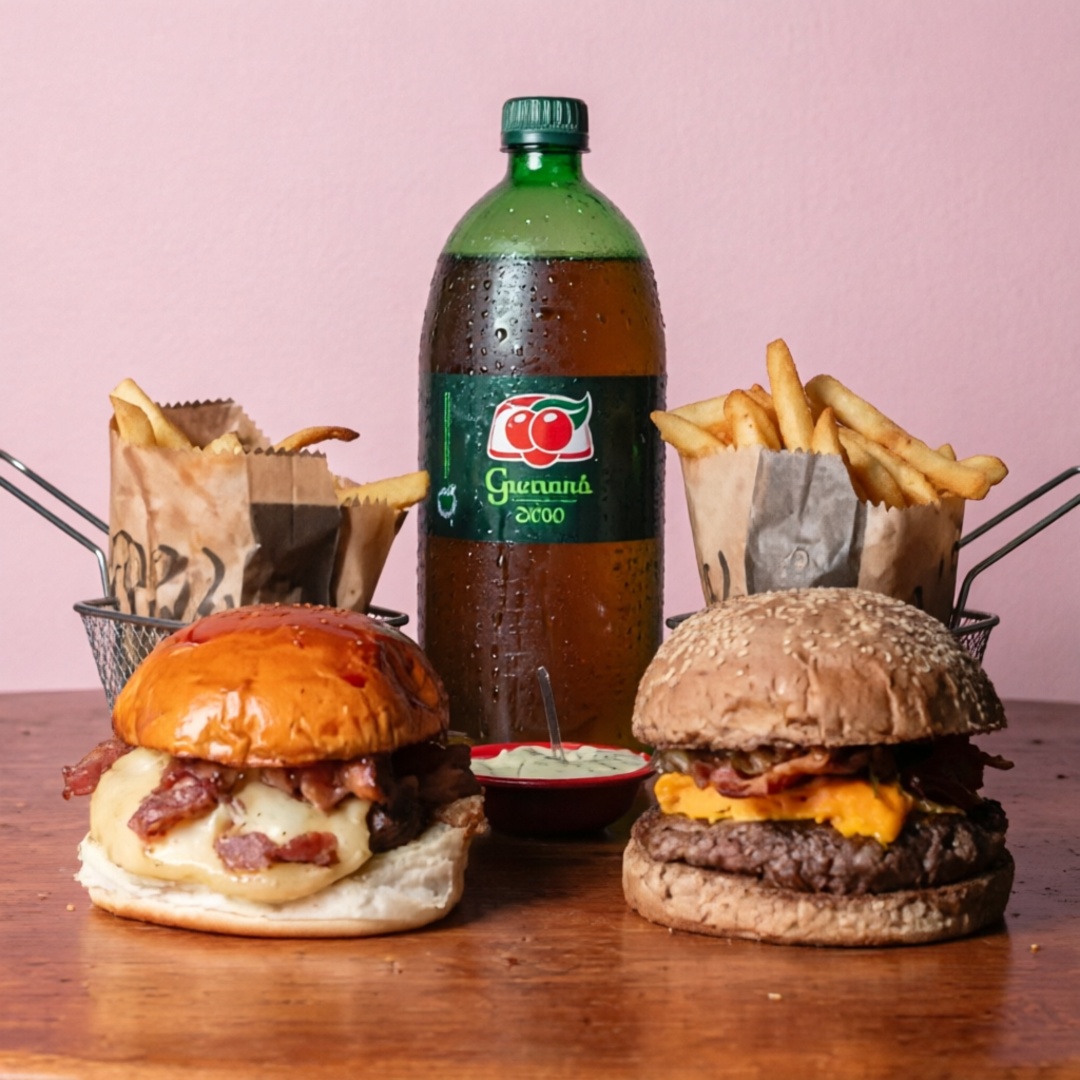 Lanches artesanais grelhados, suculentos e cheios de sabor: * Hills Bacon * Hills Cheddar Bacon Acompanhados de 2 porções de batata frita e 1 refrigerante de 1L.