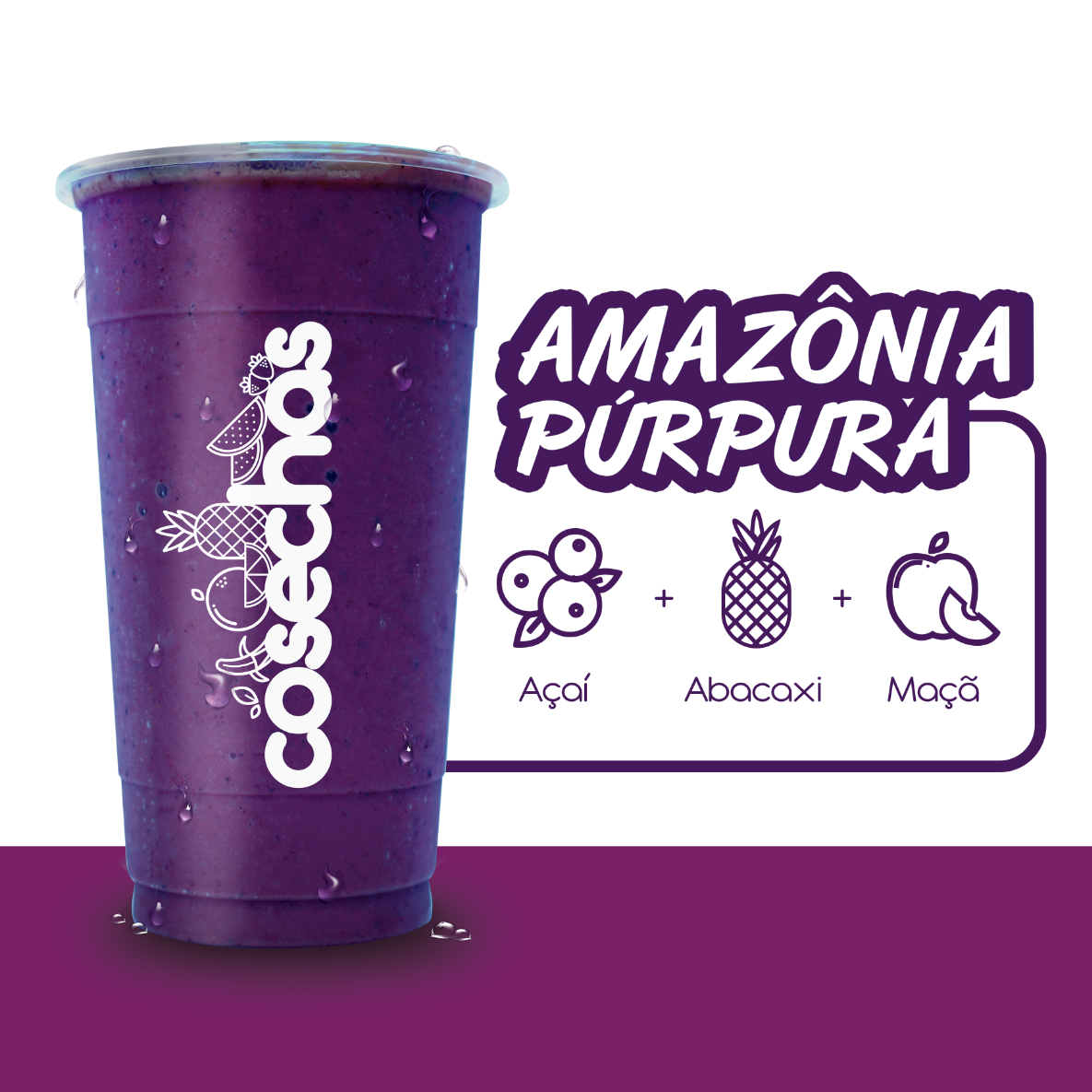 O sabor marcante do açaí se encontra com o frescor do abacaxi e a suavidade da maçã, criando uma combinação envolvente e cheia de personalidade.