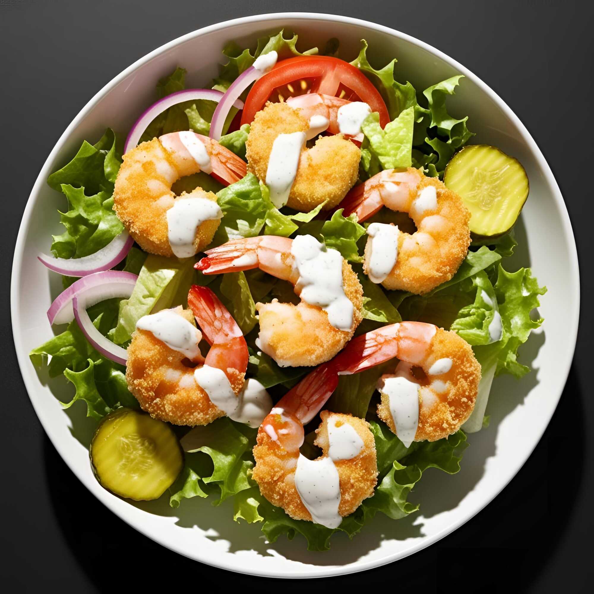 ENSALADA DE CAMARONES EMPANIZADOS