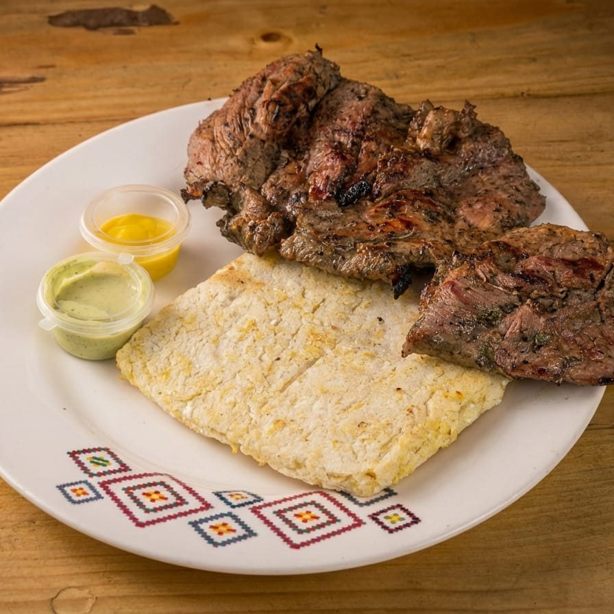 Arepa con carne asada