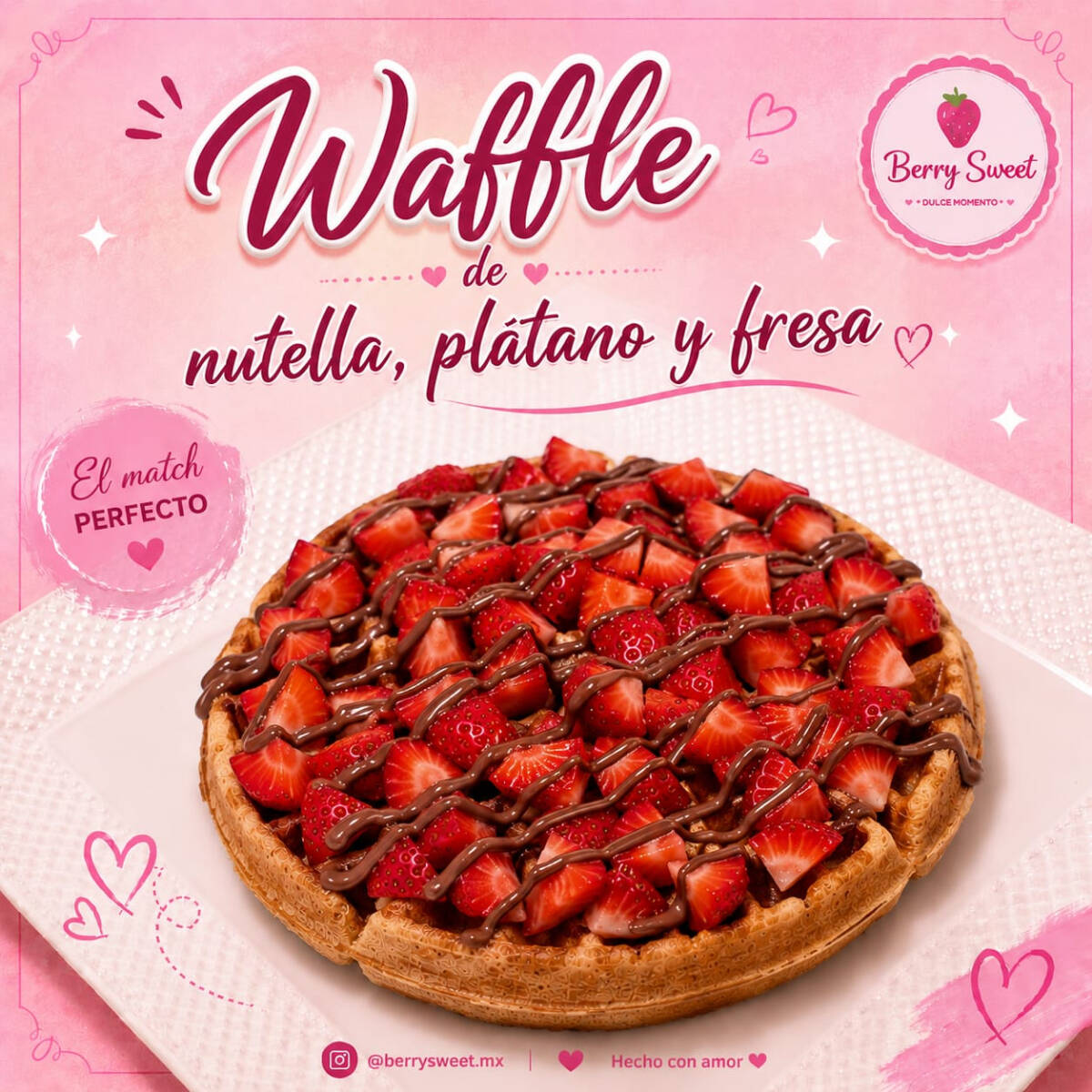 Waffle de Fresa y Nutella