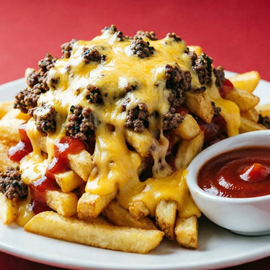 Papas a la Francesa con Carne y Queso