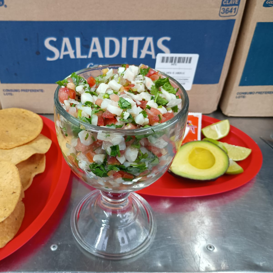 1/2 LITRO DE CEVICHE (CON 5 TOSTADAS)