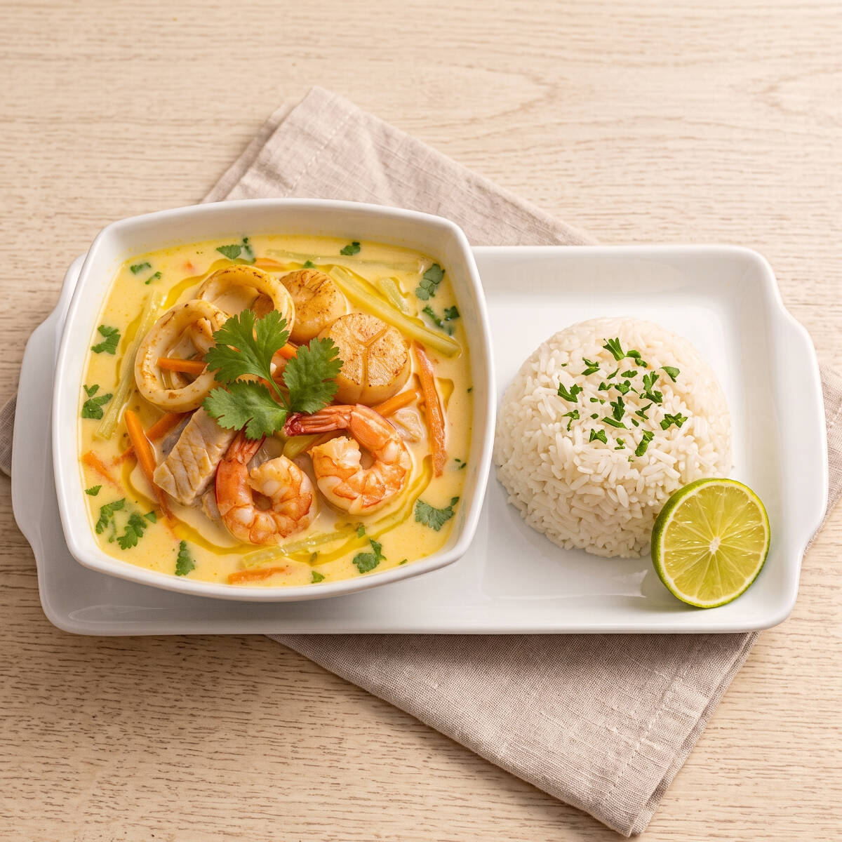 Sopa de Mariscos en Leche