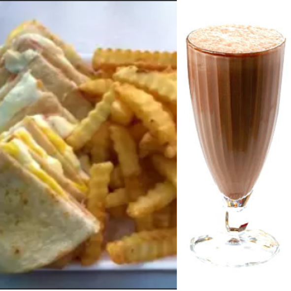 sincronizada + licuado de chocolate