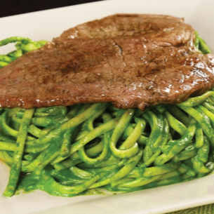 Tallarines Verdes con Bistec