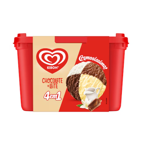 Para a alegria de todos os amantes de chocolate, a Kibon traz agora a deliciosa combinação dos sabores chocolate, chicabon, creme e chocolate branco! Todos super cremosos e juntinhos no mesmo pote!