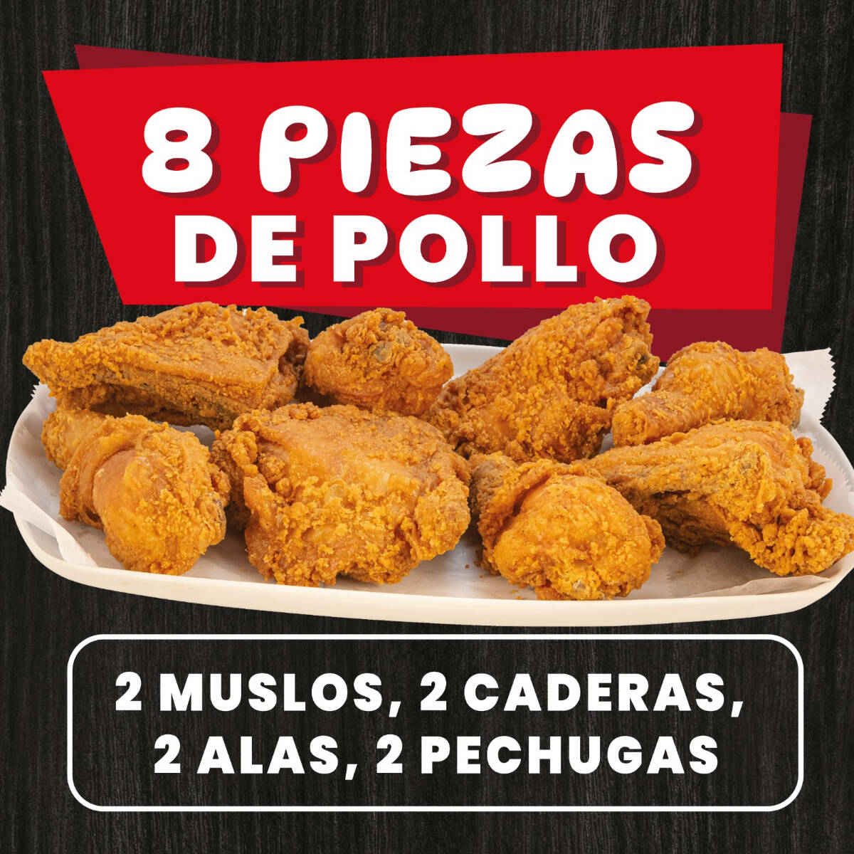 8 piezas de pollo con 50% DE DESCUENTO