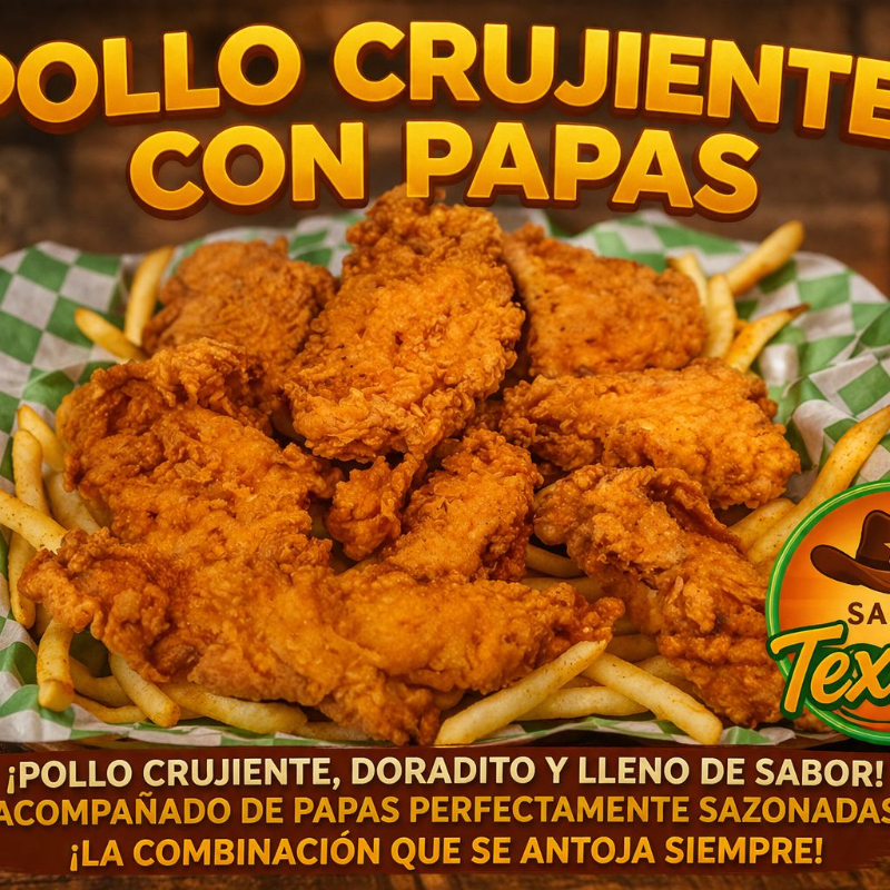 Pollo crujiente con papas