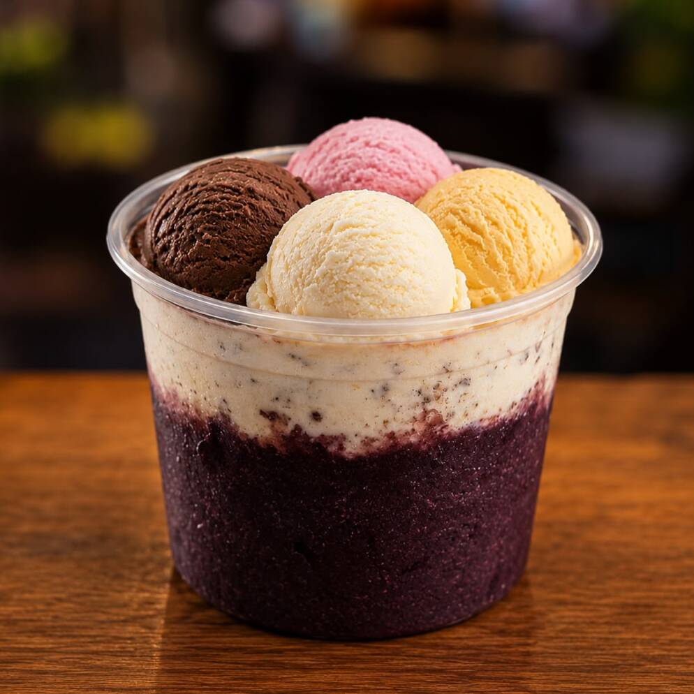 1,5 Litro de Açaí batido exclusivo do Marujo com Sorvete a escolha (50% Sorvete + 50% Açaí)