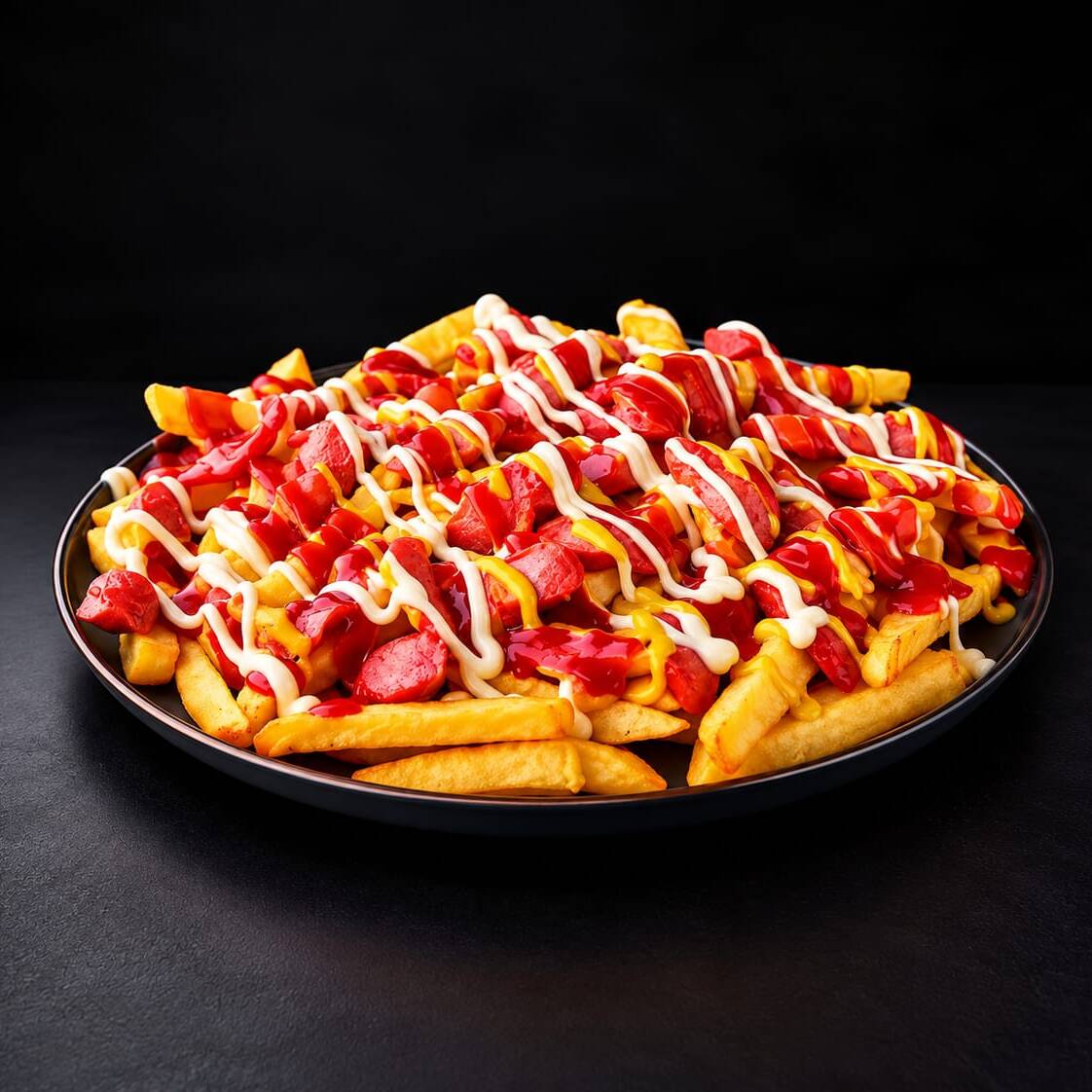 Salchipapas con Salsas