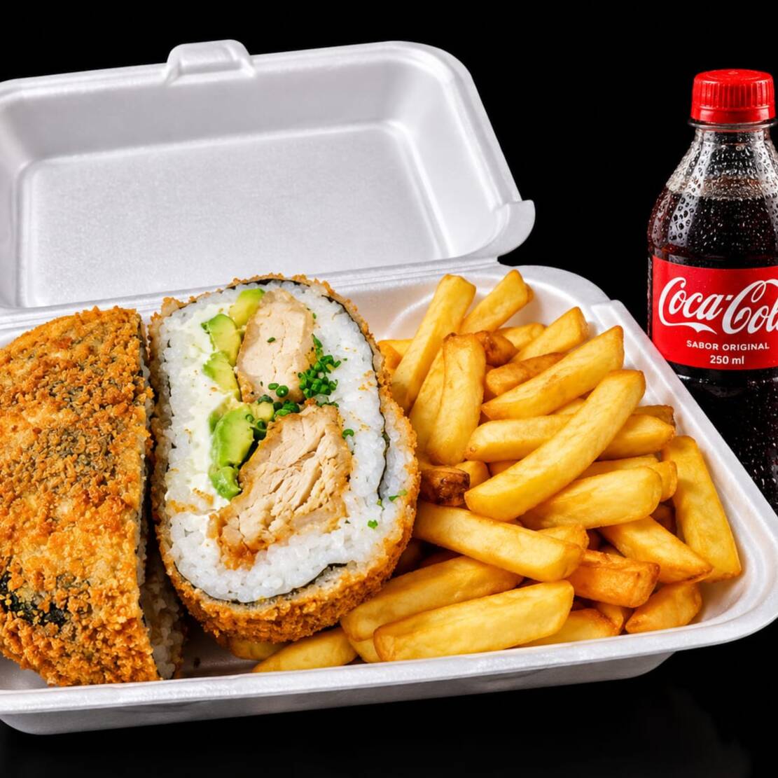 Sushi Burger Empanizadas + Papas Fritas + 1 Bebida
