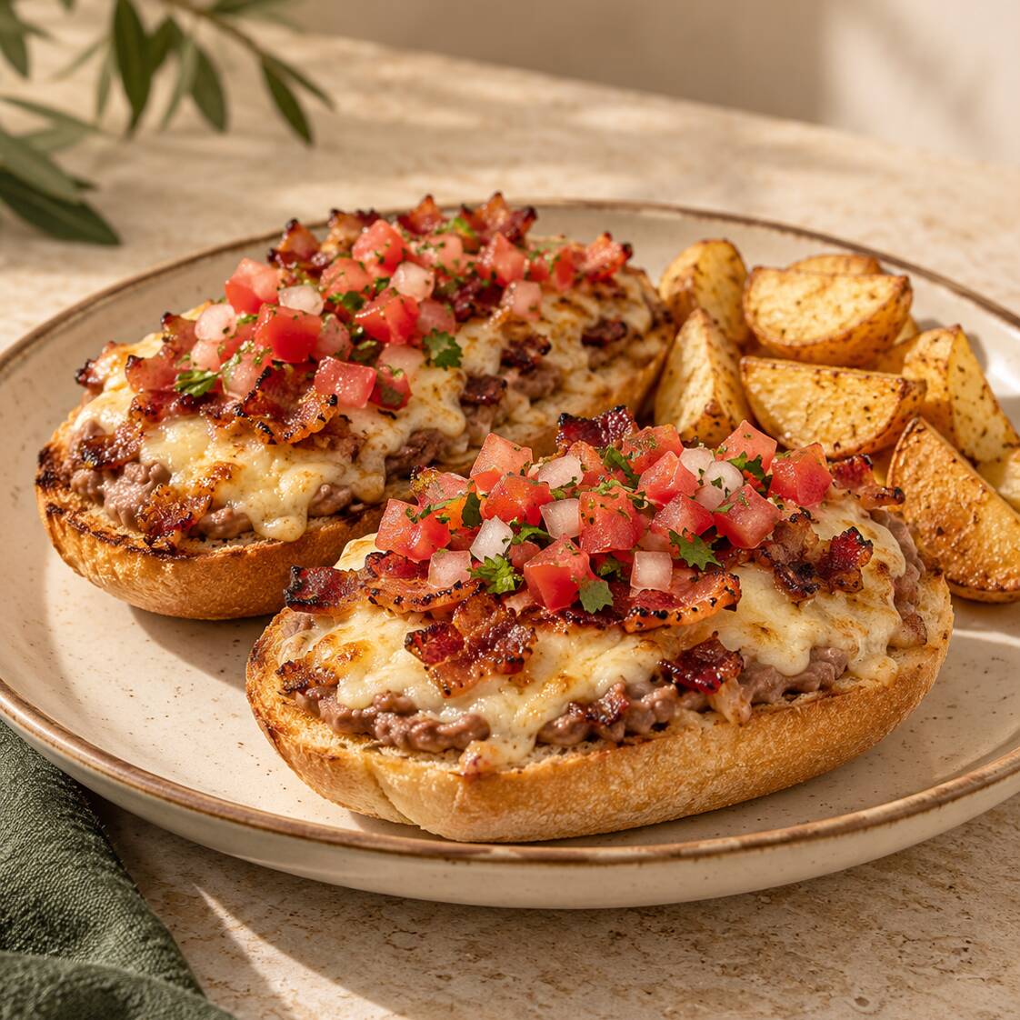 Molletes con Tocino