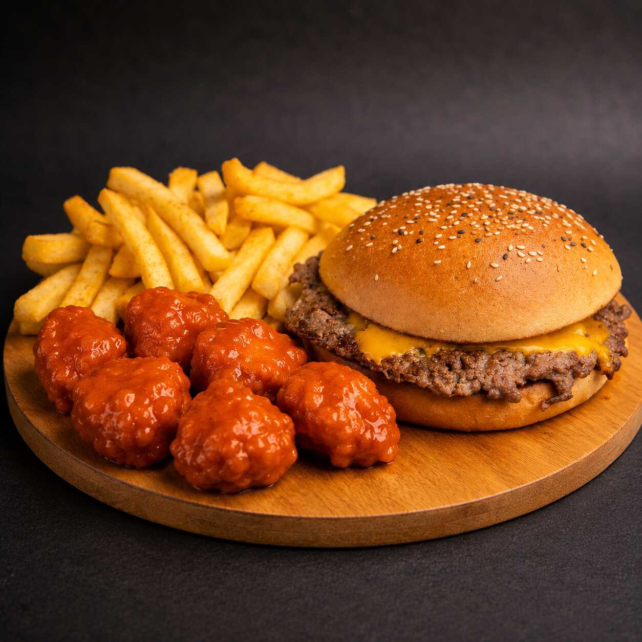 Cheese Burger + 6Pz Boneless + Papas