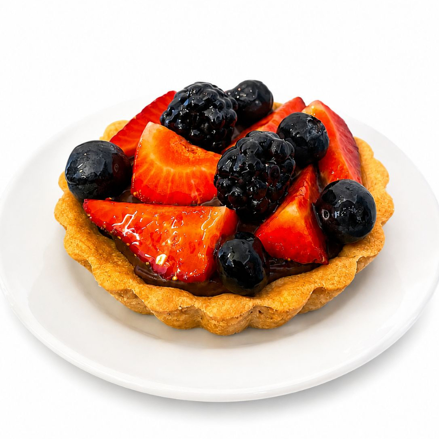 Tarta chocolate oscuro y frutos rojos