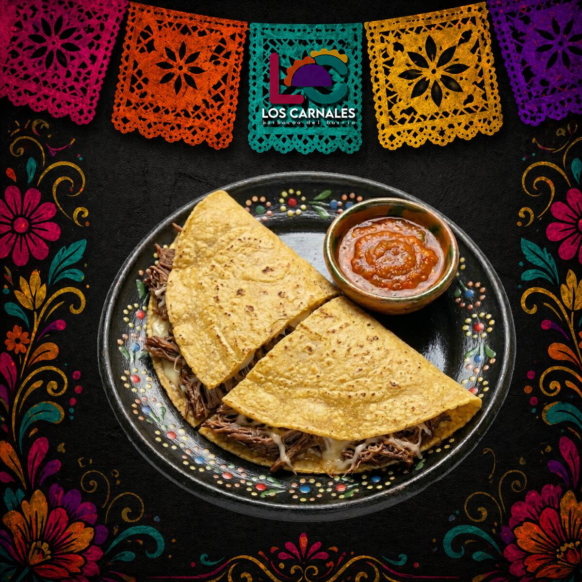 Quesadilla Doble de Barbacoa con Tortilla de Maíz
