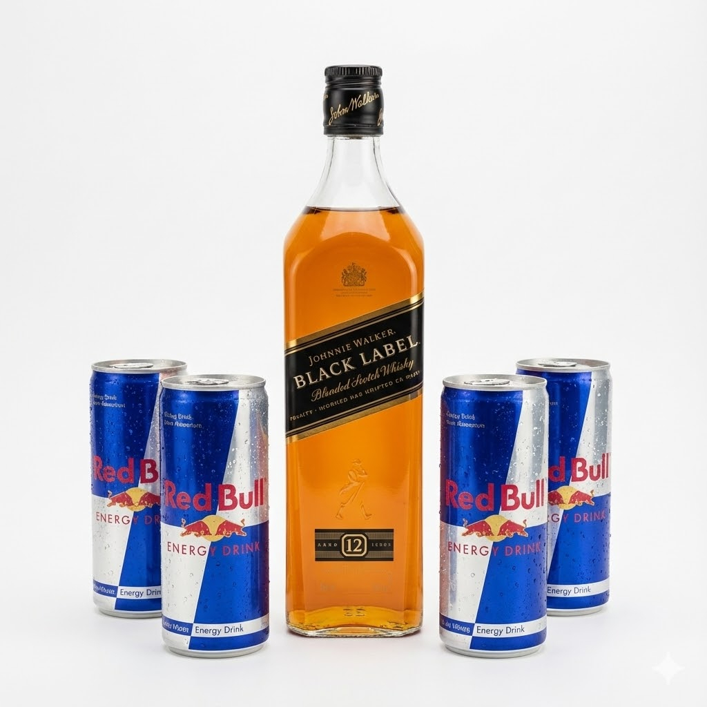 Jhonny Walker Black Label Completo – Com 4 Red Bulls e 4 Gelos Descrição: Combo para chegar gelando na sua casa. 1x Whisky Jhonny Walker Black Label 1L (Original) 4x Red Bull (Escolha os sabores nos complementos) 4x Gelo de Sabor (Escolha os sabores nos complementos) Selecione as opções abaixo e finalize seu pedido!