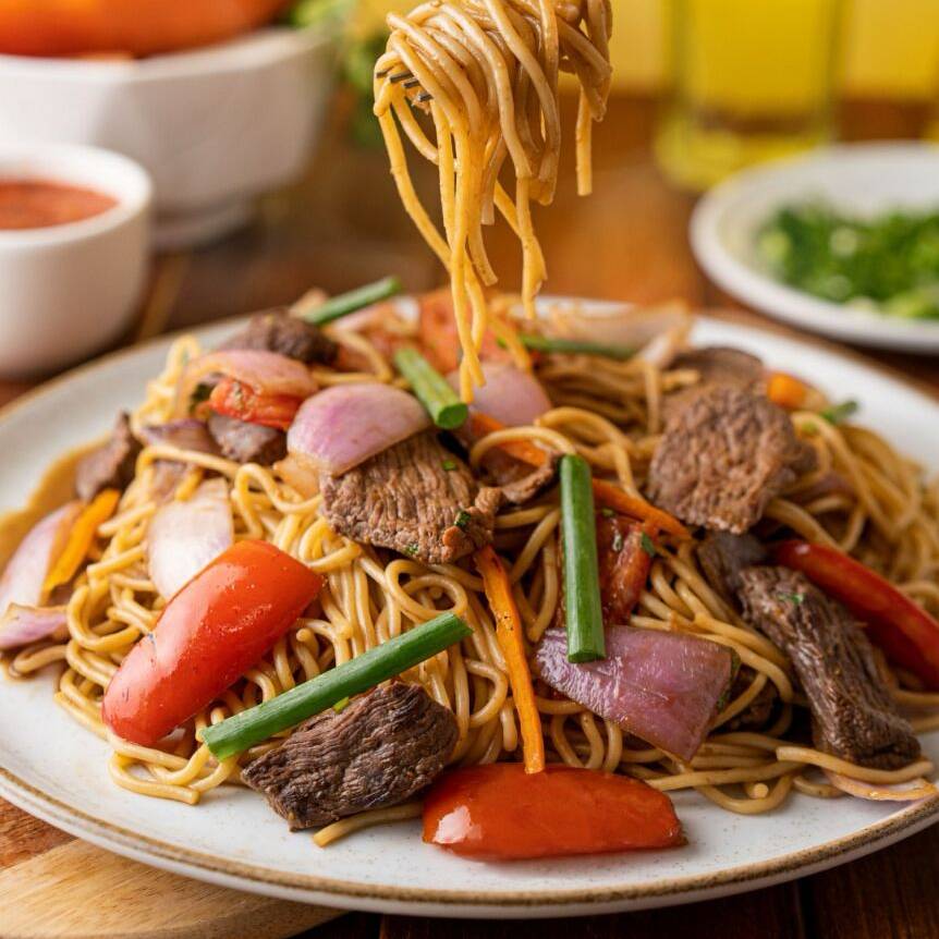 Tallarín Saltado Criollo de Carne