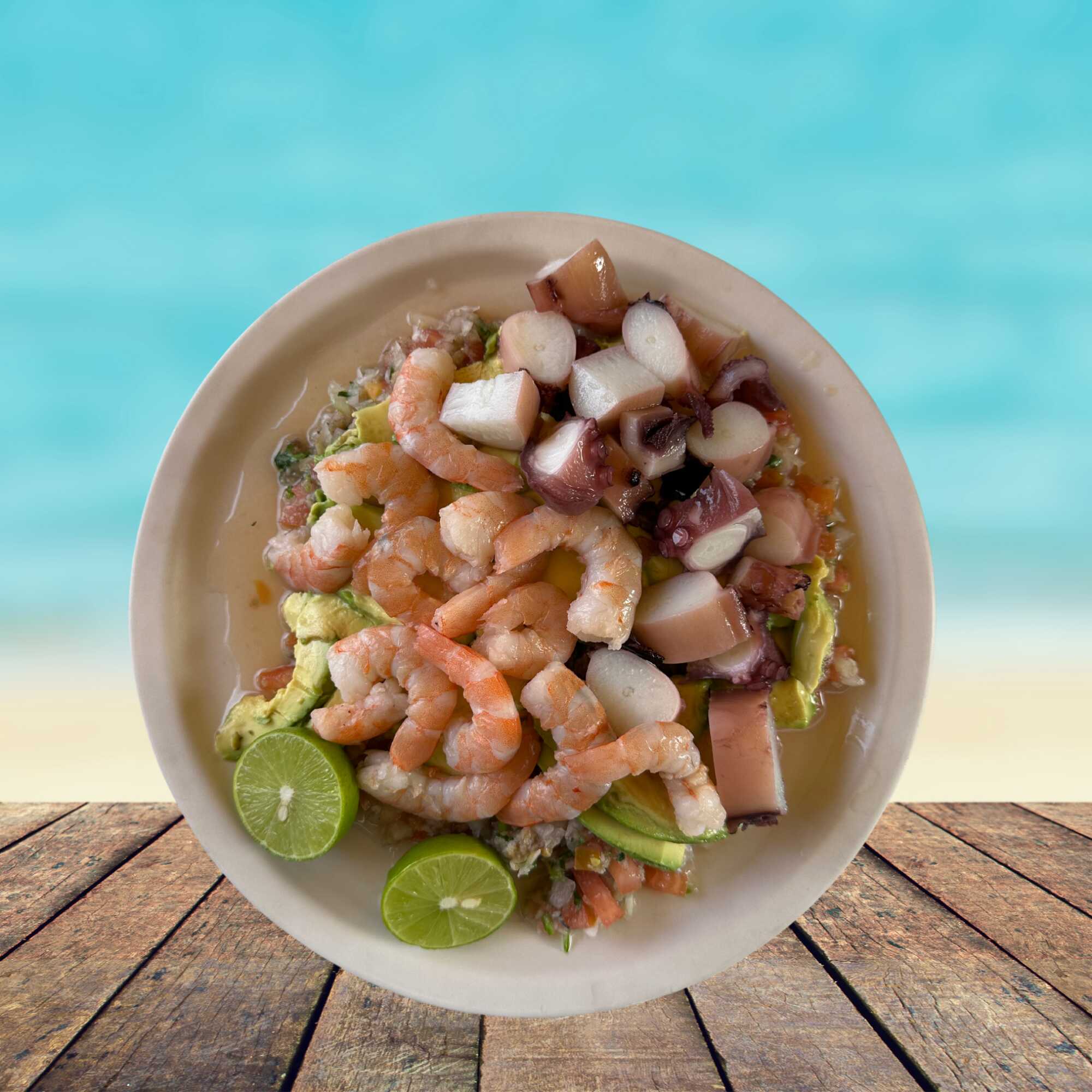 Ceviche con Camarón y Pulpo Chico