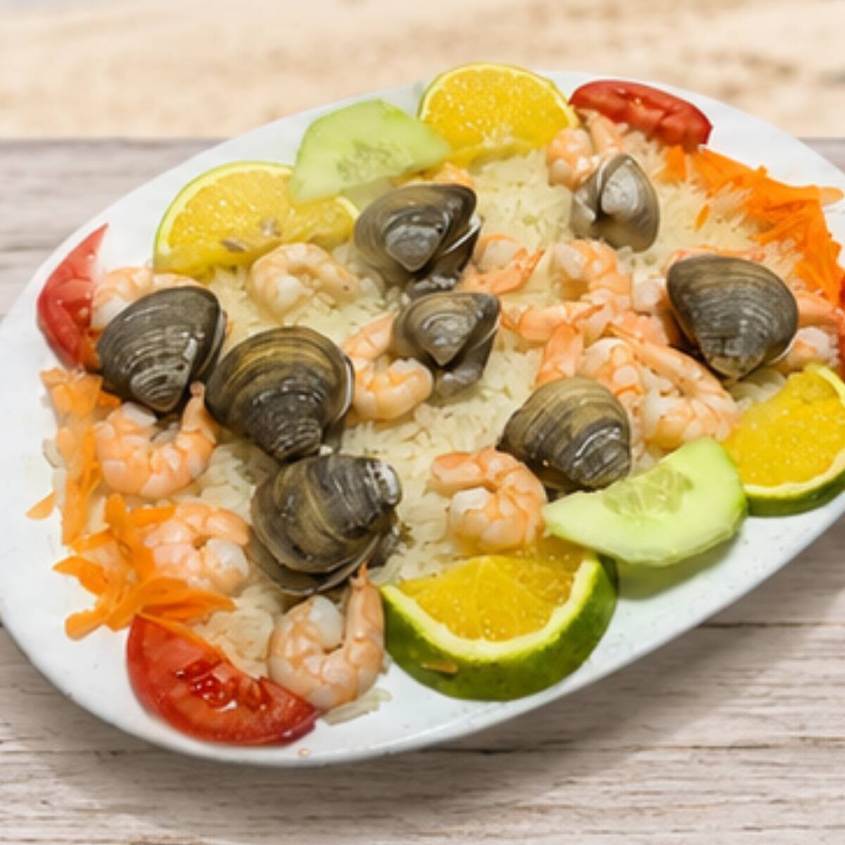 Arroz Blanco con Camarones y Almejas